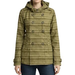 Bonfire Taylor Jacket Striped Double Breasted Mid Fit Hooded Outdoor Green Small
